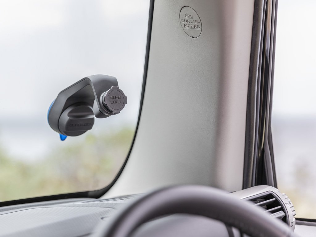 Quad Lock Car Mount on Car Windscreen with Wireless Charging