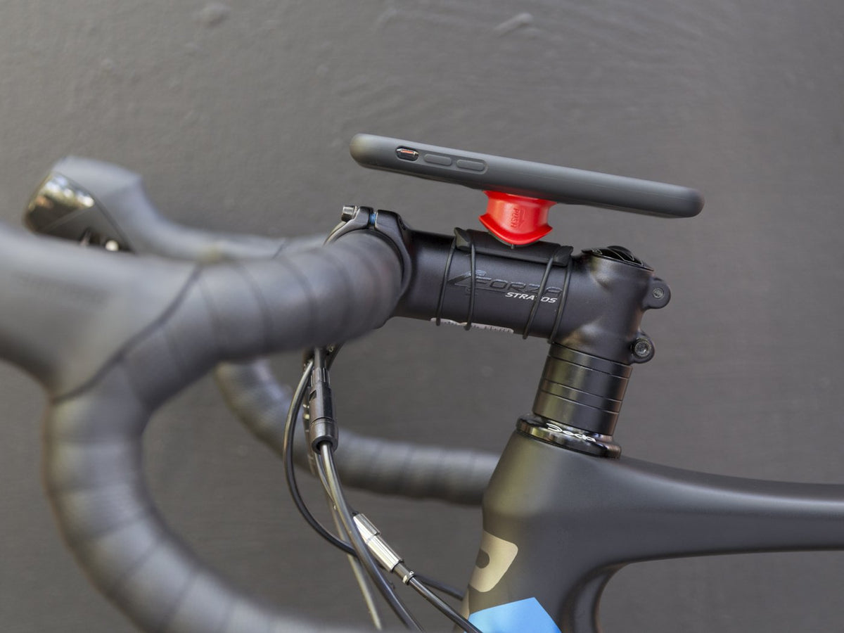 Quad Lock custom bike mount collar red on road bike