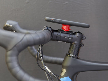 Quad Lock custom bike mount collar red on road bike