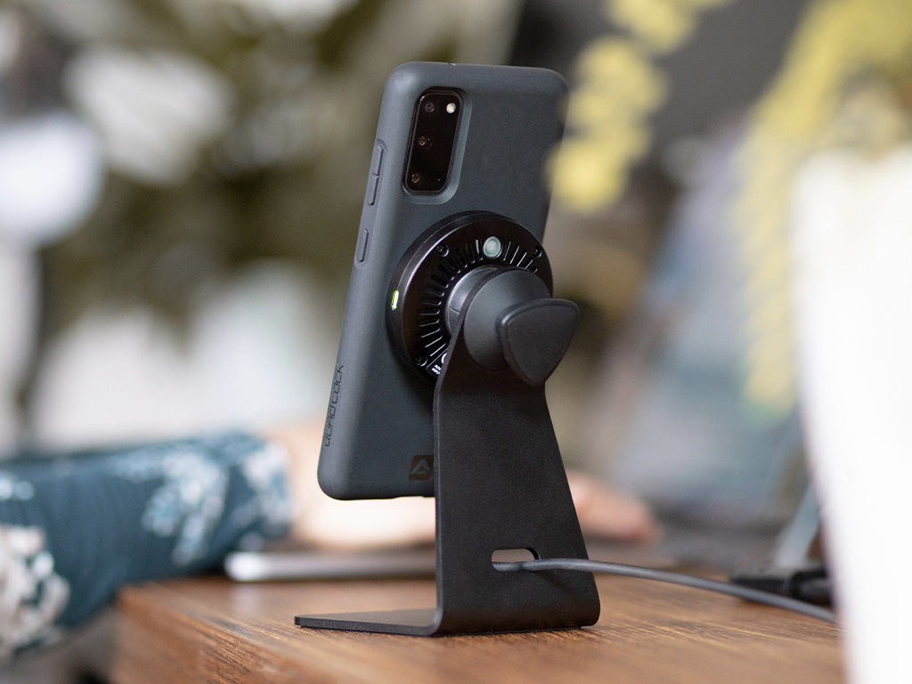 reverse side of quad lock desk mount with wireless charging